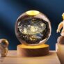 ALLWIN HOUSEWARE 3D Planet Crystal Ball Night Lamp, Solar System Night Light, USB Table Colorful LED Wooden Crystal for Teens Boys and Girls