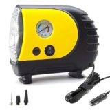 TANTRA MTS-27 Car Tire Inflator Portable Air Compressor, 12V DC 150PSI Tyre Pump with Analogue Pressure Gauge and LED Light (Yellow)