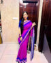Afronza Self Design, Temple Border, Solid/Plain Sambalpuri Cotton Blend, Pure Silk Saree(Purple, Blue)