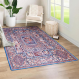 STATUS 150 cm  X 210 cm Velvet Carpet(Rectangle, Blue, Orange)