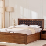 Home Centre Marigold Mahogany Wood Queen Bed with Hydraulic Storage – Brown