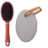 Midazzle Premium Brown Cushioned Hair Brush with Pumice Stone, Oval Shape, Set of 2
