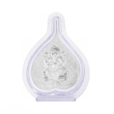 NextGiri 999 Pure Silver Color Ganesh Pan Shape Stand for Car Dashboard | Perfect for Diwali Pooja & Gifting | Spiritual Elegance in Compact Design (5×4 Inch) (Silver – Plain)