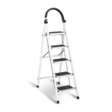 Sulfar Foldable 5-Step Ladder With Wide Anti-Slip Pedal – Sturdy Steel Folding Step Stool for Home, Kitchen, Garden, Office – Adults