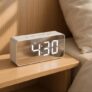 Vaanar Sena Smart LED Mirror Alarm Clock with Temperature & Date Display | Digital Table Clock,Loud Alarm – Ideal for Bedroom & Office, Included USB Cable for continous Display (Mirror Finish)