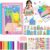 SUPER TOY Rainbow Scratch Art Squeeze Dot Painting Kit for Kids, Rainbow Scratch Magic Paper DIY Postcard Activity Set, Magic Dot Scratch Painting Gifts for Girls and Boys