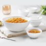 Larah by Borosil Plainware Orbit Series Opalware 7 Pcs Pudding Set | Microwave & Dishwasher Safe | Bone-Ash Free | Crockery Set for Dining & Gifting | Bowls Set | White