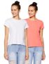 Amazon Brand – Symbol Women’S Solid Regular T-Shirt (Rn-Po2-Combo4_White And Coral Pink S)