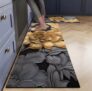 VARDHANN TRADES Anti-Fatigue Kitchen Rug Set – 2 Piece Cushioned Non-Slip Mats for Floor, Sink, Office & Laundry – Waterproof Comfort Standing Runner Rugs (Black Floral)