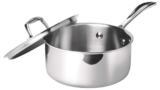 Milton Pro Cook Stainless Steel Tea Pan, 1.4 Litre/16cm, Triply Saucepan with Lid, Gas Induction Base Chai Pot Milk Boiler with Handle, 3 Years Warranty