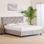 Home Centre Stellar Ora Fabric Queen Bed with Drawer Storage – Grey