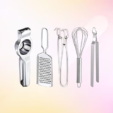 Lemon Squeezer/Manual Citrus Juicer & Cheese Grater/Coconut Grater & Pakkad/Sansi/Sandasi & Egg Whisk/Beater & Roti Chimta/Tong for Kitchen Tool Set