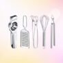 Lemon Squeezer/Manual Citrus Juicer & Cheese Grater/Coconut Grater & Pakkad/Sansi/Sandasi & Egg Whisk/Beater & Roti Chimta/Tong for Kitchen Tool Set
