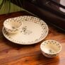 Exclusivelane ‘Daawat-E-Taj’ Handcrafted Ceramic Plates For Dinner Set Ceramic Dinner Plate With Katoris (3 Pieces, Serving For 1, Dishwasher & Microwave Safe) – Ceramic Bowl Dinnerware Set