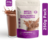 OPEN SECRET 0.25 kg India’s 1st Whey+ Protein Powder – Complete Protein with Whey and Plant Protein Blends(250 g, Chocolate)