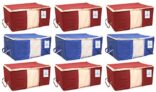 Kuber Industries 9 Piece Non Woven Underbed Storage Organiser Set, Extra Large, Maroon And Royal Blue