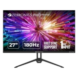 Zebronics 27 inch IPS Panel 180Hz Gaming Monitor with FHD 1080p, Free sync support, DP, 2x HDMI,300 Nits max, 16.7M colors, Built-in speakers and Bezel less design ZEB-S27A