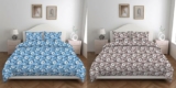 Amazon Brand – Solimo Bedsheet | Double Bed | 2 Pillow Covers | 80-85 GSM (Set of 2) (Blue and Brown)