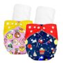 Bumtum Baby Diaper | 0-3 Yrs Baby Freesize | Pack of 2, New Born Baby Diaper, Cloth Diaper, Waterproof Reusable Diaper, 5hrs Absorbency, Washable, Cotton Soaker, Extra Soft (Dounut + Birthday Red)