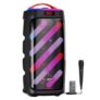 pTron Fusion Bold 100W Karaoke Bluetooth Party Speaker w/Immersive Stereo Sound, Vibrant RGB Lights, 3m Wired Mic, Playback via BT/USB/SD Card/Aux, Mini Remote Control & Type-C Charging (Raven Black)