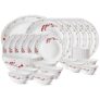 Larah by Borosil Fluted Series Verona Opalware Dinner Set | 33 Piece for Family of 6 | Microwave & Dishwasher Safe | Bone-Ash Free | Crockery Set for Dining & Gifting | Plates & Bowls | White