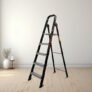 Bonkaso Climb Lite Pro Foldable Aluminium Ladder, Multipurpose Ladder for Home & Office, Anti-Skid Steps, Heavy Duty Platform, 5 Steps, 5 Years Warranty (Black – 165h x 49w Cms)
