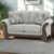 Royaloak Amber Fabric Sofa 2 Seater | Soft Grey Upholstery with Thick Cushions | Designer Wooden Arm Panels and Wood Finish Skirting Legs | 2 Seater Sofa with Super Soft Cushions for Comfort