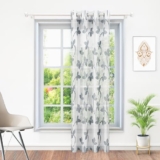 MollisHomes Door Sheer Curtains 7 Feet Long Set of 1 | Leaf Design | Semi Transparent Door Curtain | Net Curtains | Curtain for Living Room | 118 x 215cm, Grey & White | Perfect for Home Decors