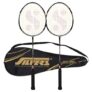 Silver’s Jointless Aluminium Alloy Composite Impulse Badminton Kit (2 Racquets with Full Cover)(Black/Gold)