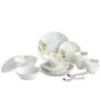 CELLO Lush Foliage Dazzle Series Opalware Dinner Set of 40 Pieces for Family of 6 | Bone-Ash Free & Leadfree Opal Glass, Microwave & Dishwasher Safe Plates & Bowls Crockery Set for Dining & Gifting