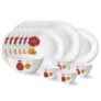 Larah by Borosil Zinnia Fluted Series Opalware Dinner Set | 27 Pieces for Family of 6 | Microwave & Dishwasher Safe | Bone-Ash Free | Crockery Set for Dining & Gifting | Plates & Bowls | White