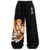 Flame Design Printed Black Joggers for Everyday Fashion | Wide Leg Fit, Drawstring Waist, Warrior Character Print, Streetwear Style, Unisex Design