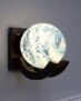 Nevika Decor Round Glass Earth Design Doom Wall Lamp with Wooden Fitting for Living Room| Modern Wall Lights for Bedroom, Drawing Room Pack of 1 (Inlcuding Bulb)