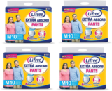 LIFREE Extra Absorb Adult Diaper Pants, M -40 Pcs, Waist (24-33 Inches) Pack of 4 – M(40 Pieces)