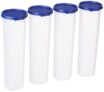 Amazon Brand – Solimo Plastic Slim Storage Container,Set of 4(1100 Ml Each),Blue