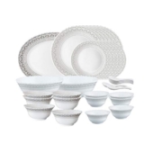Larah by Borosil Classic Opalware Dinner Set, 33-Pieces, White