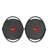 Pigeon Imperi Cast Iron 2-Side Dosa/Roti Tawa + Grill 31cm Tava, 2-in-1, Free Silicone Grips, Pre-Seasoned,100% Toxin-Free, Naturally Nonstick, Makes Food Tastier, Strong & Durable, Gas & Induction