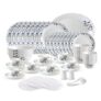 Cello Imperial Series Vinea Opalware Dinner Set | 65 Units | Opal Glass Dinnerware | Chip-Resistant, Scratch-Resistant, Microwave & Dishwasher Safe | Elegant Floral Pattern | White