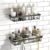 Moforoco Bathroom Organiser Without Drill | Bathroom Accessories with Hooks | Self Adhesive Bathroom Shelf for Wall | Washroom Organiser Made of Strong Quality Metal Black Pack of 2