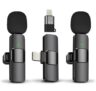 TECHNOVIEW Wireless Microphone Lavalier Lapel Microphone for Android,iPhone – Cordless Omnidirectional Condenser Recording Mic for Interview,Youtubers,Video Recording, Live Streaming(Dual-Black)