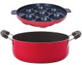 Nirlon Non-Stick Aluminium Gas Compatible 7 Cavity Appampatram And Casserole Cookware Set