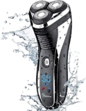 Hatteker Men’s USB Rechargeable Electric Shaver Cordless Rotary Wet and Dry Beard Pop-Trimmer, Black