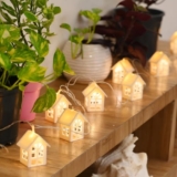 BUZZKILL STYLE Mini Cabin LED String Lights – 14‑Piece Decorative Lighting for Weddings, Festival Décor, Kids’ Rooms (Yellow)