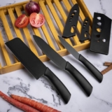 LEAFZY Knife Set of 3 with Cover – Stainless Steel Kitchen Knives for Cutting, Chopping, Slicing Vegetables & Fruits – Multipurpose Chef Tools