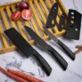 LEAFZY Knife Set of 3 with Cover – Stainless Steel Kitchen Knives for Cutting, Chopping, Slicing Vegetables & Fruits – Multipurpose Chef Tools