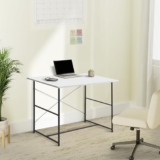 Amazon Brand – Solimo Table Study Computer Office Table for Adults | Computer Table for Work Office Desk,PC Desktop Table,Wooden Table for Office Work with Smooth Edges |White