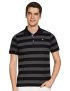 Deniklo Men’S Striped Regular Fit Polo T-Shirt (Dk07-S_Black & Charcoal)
