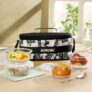 Borosil Nostalgia Universal Borosilicate Glass Lunchbox | 4 pc Round Container Set (320ml x 2 + 240ml x 2) | Microwave & Dishwasher Safe, Leakproof | Tiffin for Office, School, College | Transparent
