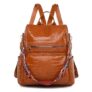 ProArch Anti-Theft Croco Backpack & Purse for Women | Shoulder Bag for Women and Girls | College Bag for Girls | Multipurpose Travel Bag | Durable | PU Leather (Tan)