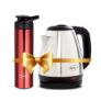 Pigeon 1.5 Litre Hot Kettle And Stainless Steel Water Bottle Combo Used For Boiling Water, Making Tea And Coffee, Instant Noodles, Soup, 1500 Watt With Auto Shut- Off Feature – (Silver)